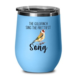 Flairy Land Bird Lover Blue Edition Wine Tumbler 12oz - Prettiest song - Hummingbird Nest Cage Parrot Dad Gardening Outdoor Birdwatcher Feeder