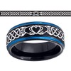 Celtic Claddagh Tungsten Ring - 2-Tone Brushed Black IP &