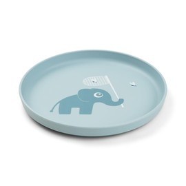Done by Deer Foodie Plate Elphee Blue, Diameter 20 - Plastic Plates with Practical Non-Slip Base - Children's Plate Made of 100% Food Grade PP with Non-Slip TPE