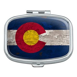 Rustic Distressed Colorado State Flag Rectangle Pill Case Trinket Gift Box