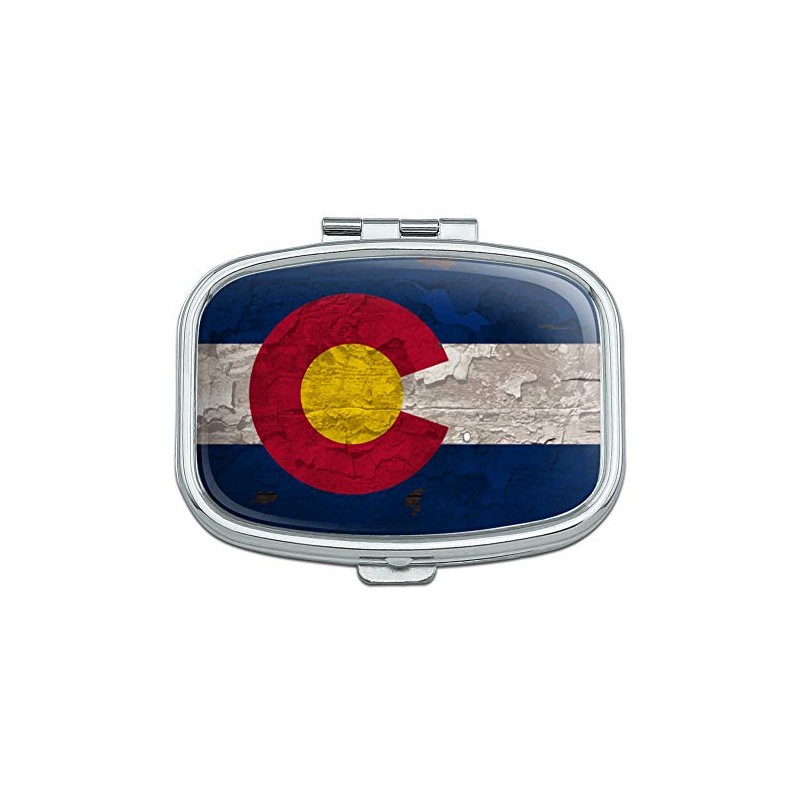 Rustic Distressed Colorado State Flag Rectangle Pill Case Trinket Gift