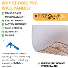 NOVECRAFTO Faux Wood Effect Wall Panels - 4 Sheets Covering 1.84 sqm | 19.84 sqft Moisture Resistant PVC Plastic Cladding - 96 cm x 48cm | 37.79 x 18.89 in – Decorative Natural Oak Wood Pattern