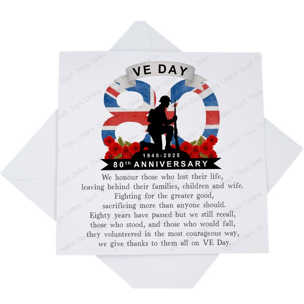 VE Day Greetings Card, Commemorative Keepsake Celebrating 80 Years VE