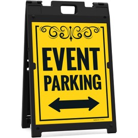 Event Parking With Bidirectional Arrow Sidewalk Sign Kit, (SI-74102) 18x24 Inches, With A Frame Stand, Made in USA