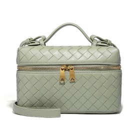 Trendy Woven Crossbody Purse Bag for Women Cute Shoulder Bag Square Box Bags Mini PU Leather Top Handle Purses Handbag