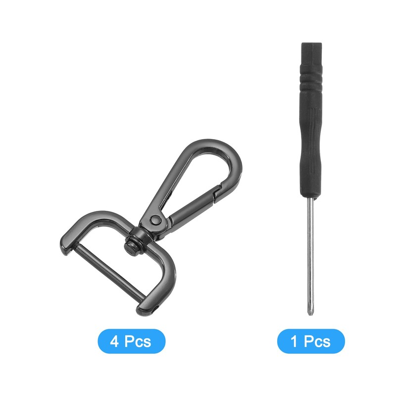 QUARKZMAN Pack of 4 Swivel Carabiner Hooks, 25 mm (1