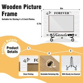 Friends Picture Frame - Forever Friends, Friend Gifts Photo Frame Birthday Gift for Bff Friend, Wood Picture Frame With Stand, Photo Frame 4 x 6 for Desktop Display Home Office Decor (Horizontal) -21