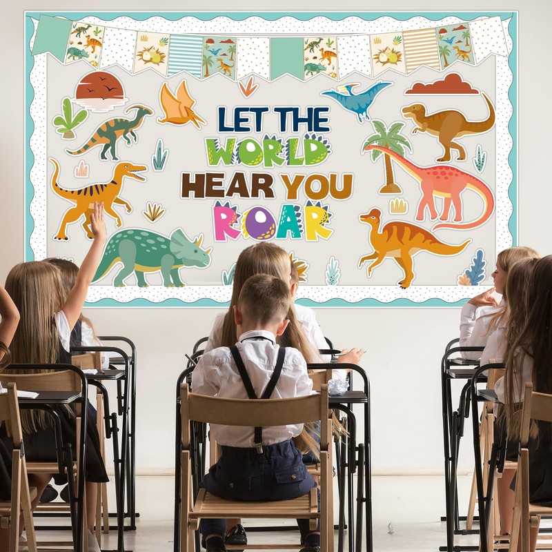 ojustbeok 60pcs Dinosaur Bulletin Board Classroom Decorations Summer Animal Let