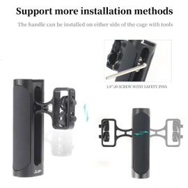 FOTGA Mini Side Handle Grip, Left or Right Hand Grip with Dual 1/4"-20 Screw & Cold Shoe Mount Universal for Camera Cage LED Light Microphone Video Stabiliser Rig (Height Adjustable)