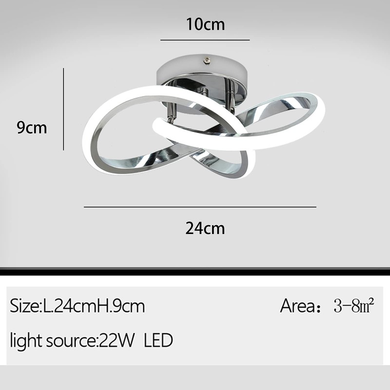 HOUZEE Ceiling Lamp Small Elegant Unique Silver LED Light Fixture