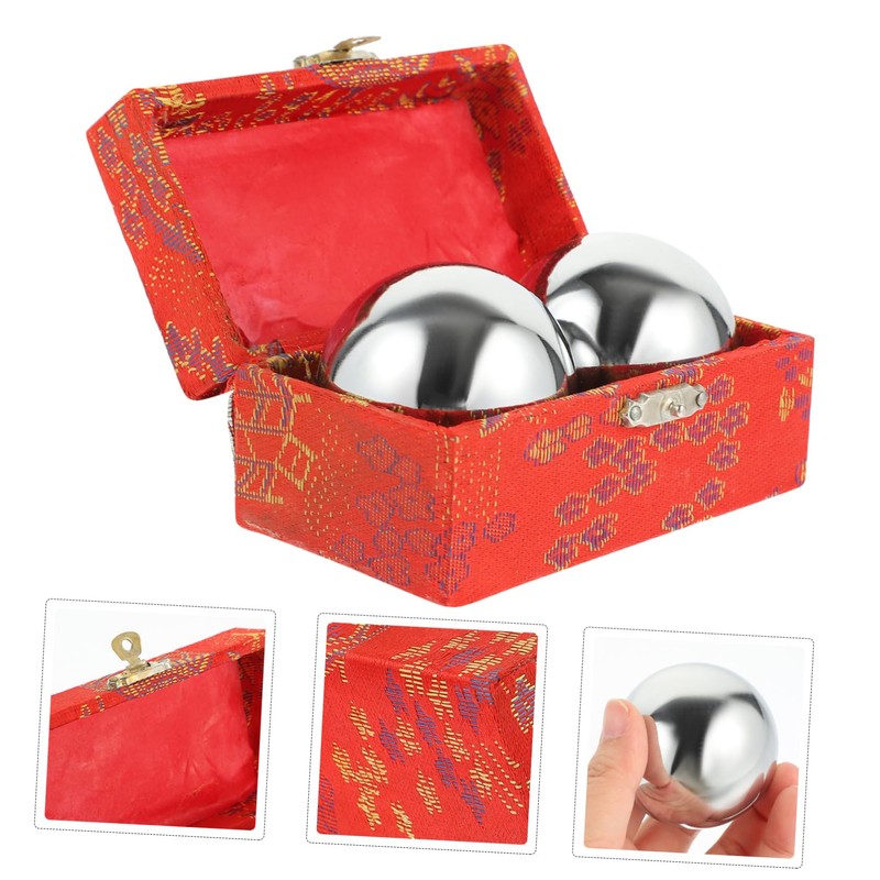 Gatuida 1 Set Metal Hand Massage Balls Baoding Balls for