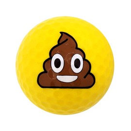 Navika Golf Balls - Poop Emoji Imprint on Bright Yellow High Visibility Color (3-Pack)