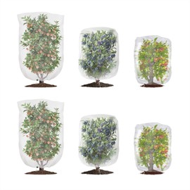 Eunika 6 Pack Garden Insect Bird Netting Bags with Drawstring, 3 Size Plant Pest Barrier Protection Cover for Bush Blueberry Tomato Vegetable Tree from Animals, 2.6X3.3ft, 3.3X4.9ft and 4x6ft