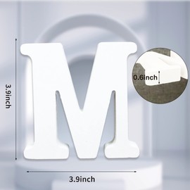 AOCEAN 4 Inch White Wood Letters Unfinished Wood Letters for Wall Decor Decorative Standing Letters Slices Sign Board Decoration for Craft Home Party Projects (M)