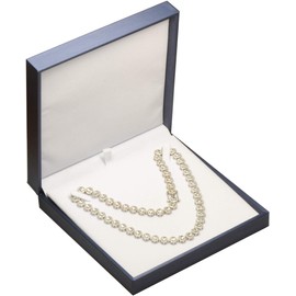 2 Piece Wholesale Big Large Necklace Box Luxury Rich Blue Color Soft Touch PU Leather Size 6.42〞(W)*6.42〞(D)*1.57〞(H)