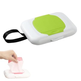 HKYLRAT Travel Wipe Holder Reusable Wet Wipe Container Box Strollers Hanging Dispensers Refillable Wipe Case Safe Wet Storage (Green)