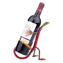 YEZILUU Wine Bottle Holder Wine Holder Wine Organizer Chameleon Lizards Metal Iron Crafts Crafts Wine Gifts for Table and Countertops Home Decor Animal Wine Rack (red Lizard)
