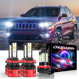 CHUSYYRAY For Jeep Grand Cherokee 2019-2021 LED Headlight High Low Fog Light Bulbs Combo