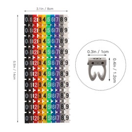 Cable Labels Reusable, 100Pcs 10 Multi-Color Cord Cable Clip on String with Number, Multi-Purpose Cord Tags Identification Labels for Cable Management, Organizer, Electronics, Computers (6mm)
