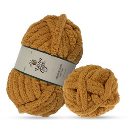 Mustard Jumbo Yarn for Crocheting & Knitting – 28 Yards of 100% Polyester Yarn for Crocheting Blankets, Hats, & More. (Mustard Jumbo Yarn)