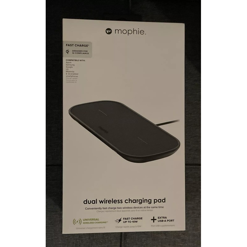 mophie 409903633 Dual Wireless Charging Pad For Qi-Enabled Devices
