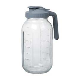 Novelinks 64OZ Glass Pitcher with Lid, Wide Mouth Mason Jar Pitcher, Leak-proof Water Jug for Juice, Milk,iced Coffee Lemonade Tea,1 Pack