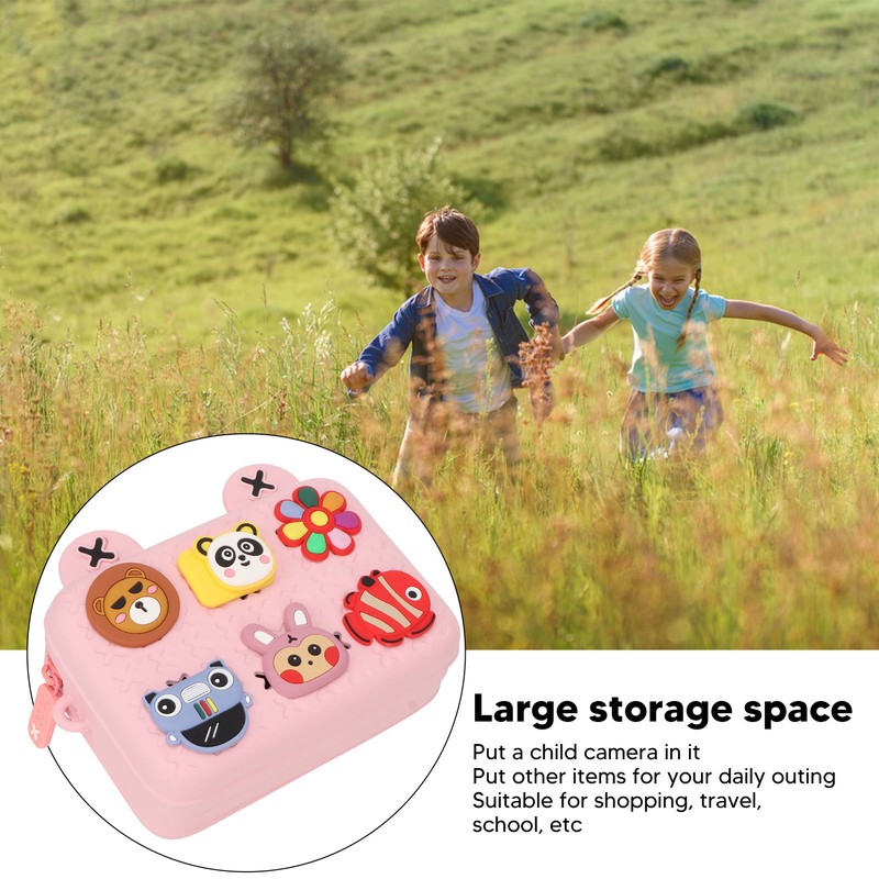 Kids Single Shoulder Camera Bag DIY Cartoon Decors Shock Absorbing