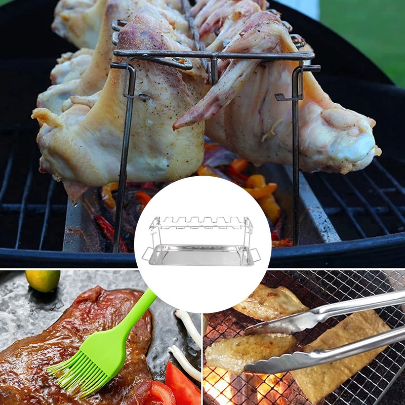 Chicken Wing Leg Rack Stainless Steel Foldable BBQ Rack Portable