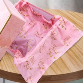 60 Sheets of Tissue Paper, 35 x 50 cm Tissue Paper for Packaging, Wrapping Paper for Weddings, Birthday, Christmas, Valentine's Day, DIY Crafts (Pink, 35 x 50 cm)