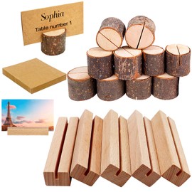PIWOSGOL Pack of 15 Wooden Place Card Holders, Wooden Place Card Holders, Menu Card Holder, Postcard Holder, Card Stand, Wooden Photo Holder, Menu Cards, Card Stand for Weddings, Banquets