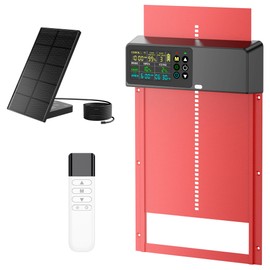 ZenxyHoC Chicken Coop Door Solar Powered with Programmable Remote Control, Automatic Aluminum Chicken Door 4 Modes with Color LCD Display