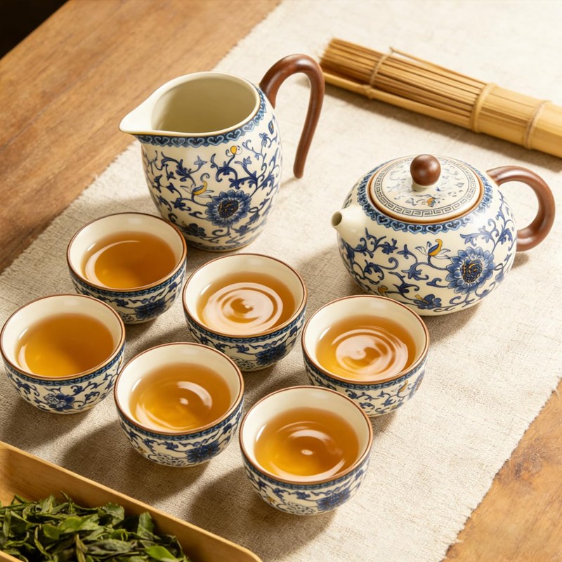 Chinese Tea Pot Sets,10 Pcs Portable Ceramic Cup for Tea,