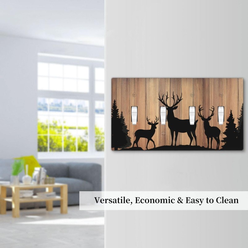 CZRPKEN Decorative Light Switch Cover Plate Rustic Brown Wood Deer