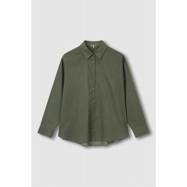 JAJU [JAJU/Jaju] Women's Light Cotton Long-Sleeve Shirt_Khaki