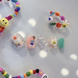 Water ball beads Handmade nail tips  - Petit Coffin / 워터볼비즈수제네일팁  - 쁘띠코핀