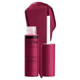 NYX PROFESSIONAL MAKEUP Butter Gloss - Brillo de labios no pegajoso, pastel de comida del diablo (ciruela profunda)