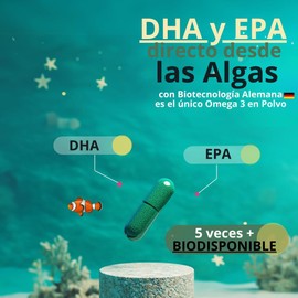Algae Omega 3 ULTRA | DHA y EPA | Microalgas Marinas | 5 veces más Absorbible