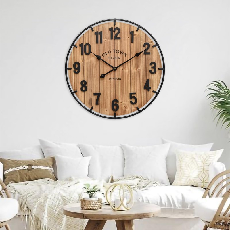 EMAX HOME Large Old Town Farmhouse Wall Clock 24 Inch