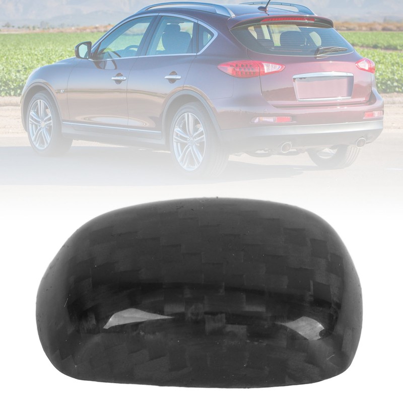 Gear Shift Knob Unlock Button Cover Carbon Fiber Shifter Lever