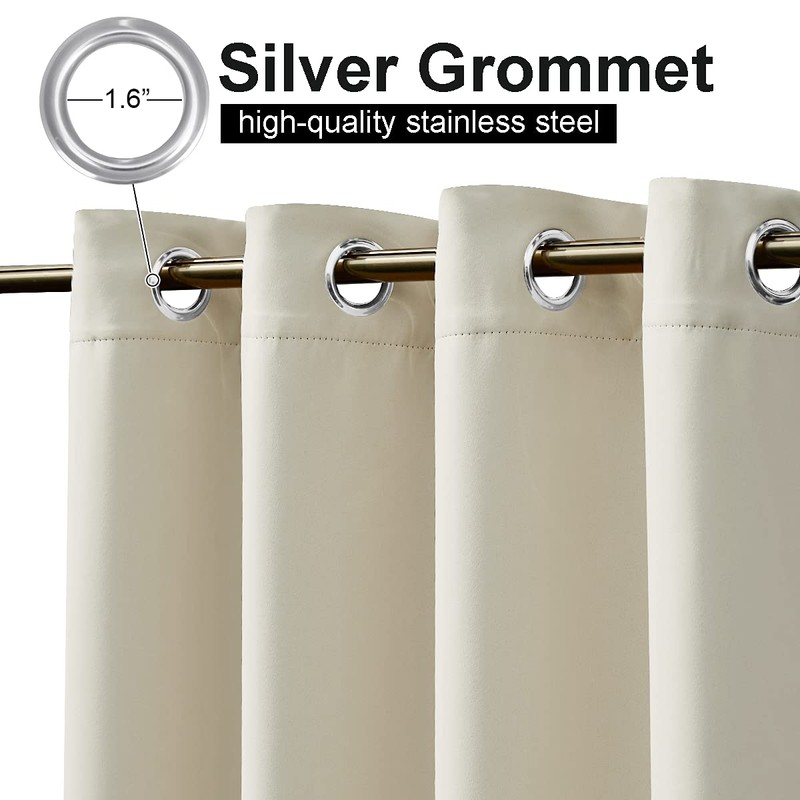 NICETOWN 2 Panels Weighted Blackout Curtains Patio Waterproof Outdoor Curtains,