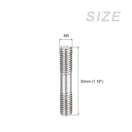 METALLIXITY Stud Screw Ends Stud Bolt M5 Screw 30mm Length 5pcs 304 Stainless Steel Home Repair