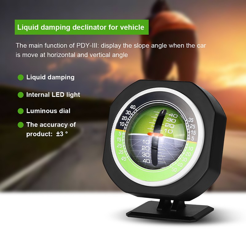 Outdoor Luminous LED Car Inclinometer Angle Slope Meter Balancer Measure