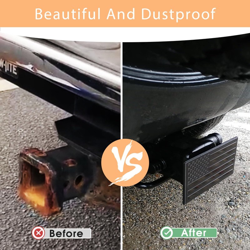 American Flag Metal Trailer Hitch Cover for 2 inch Receivers