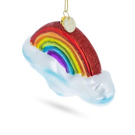 BestPysanky Rainbow Over Clouds Glass Christmas Ornament