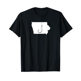 Iowa Fishing T Shirt, Angler State Fisherman Fish Hook T-Shirt