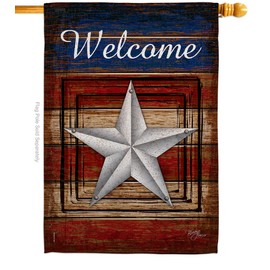 Breeze Decor Star and Stripes Welcome Vintage House Flag Patriotic Patriotism Independence Memorial United State American Small Decorative Gift Yard Banner Made in USA 28 X 40