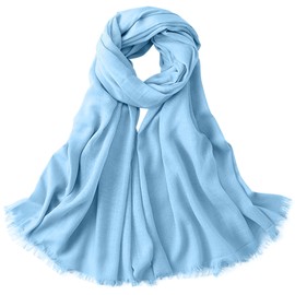 Women's Men's Viscose Long Scarf Stole Neckerchief Sun Protection Large Beach Shoulder Scarf Wrap with Fringes Super Soft Comfort for Spring Simple Basic 95 x 195 cm - Plain, A21 Light Blue