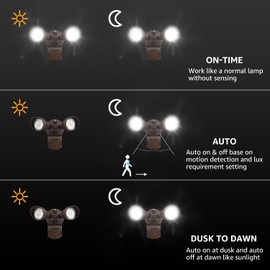 LEONLITE COB LED Security Light, Motion Sensor Flood Lights Outdoor, Aluminum, 3 Modes Motion Detector+Dusk to Dawn+Switch Control, 100-277V, Adjustable 2-Head, IP65, 5000K Daylight, ETL, Bronze