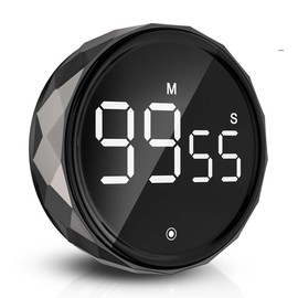 Round Digital Kitchen Timer, Magnetic Countdown Countup Timer with Large LED Display Battery Powered for Cooking, Seniors, Kids