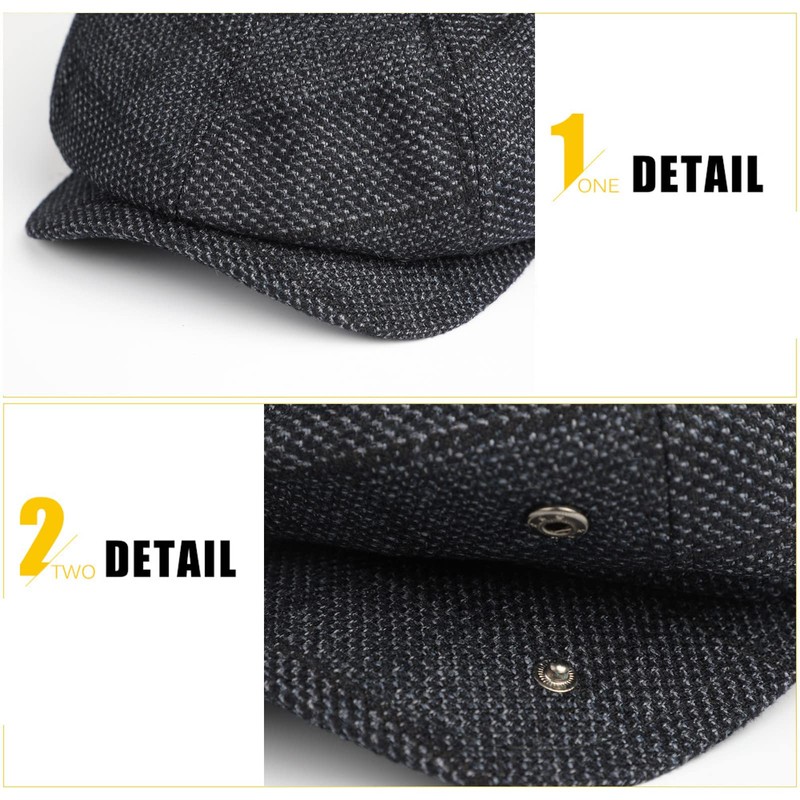 Superora Men's Flat Cap Herringbone Tweed Newsboy Cap Herringbone, blue